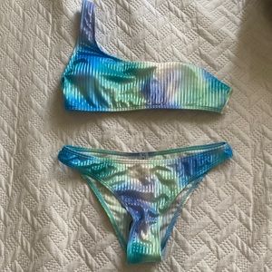 Tie dye bikini that comes with a skirt cover up